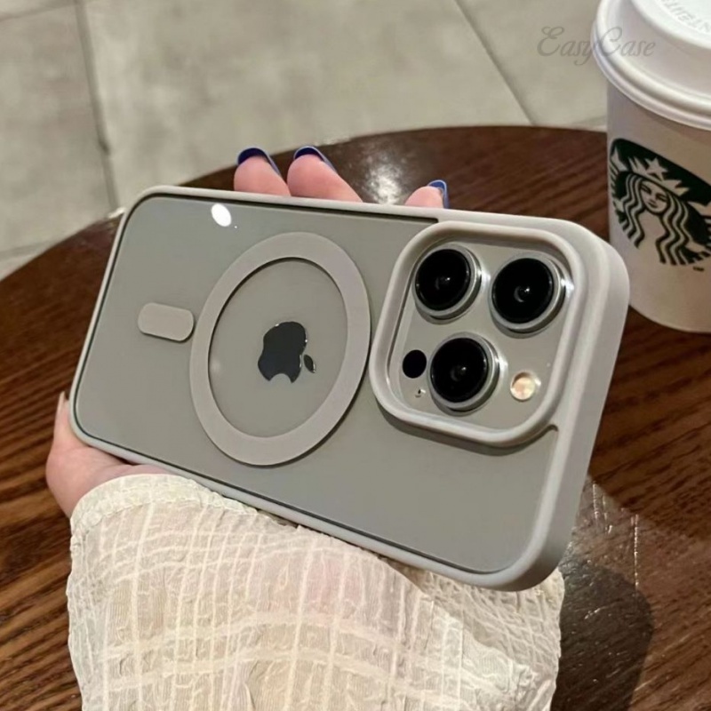 Estojo De Telefone Sucção Magnética Cinza Prateado Para iPhone 16 15 14 13 12 11 Pro Max Acrílico Transparente Traseira em Oferta na Shopee