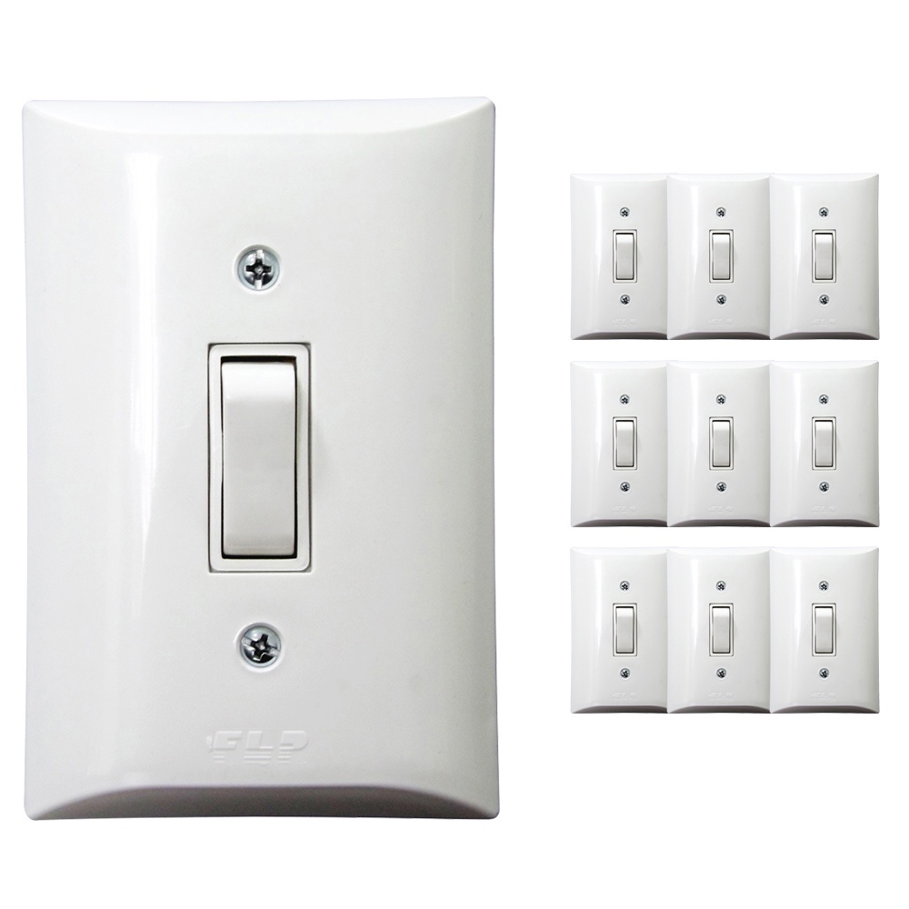 Kit 10 Interruptor Simples 1 Tecla 10A Bivolt 127v e 250v Com Placa Espelho Branco