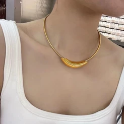 Colar De Mola Vnox Para Mulheres , Gargantilha De Aço Inoxidável Punk Hip-hop De Ouro 18K