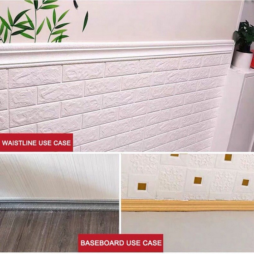 Rodapé De Parede De Espuma 3D Ecológico – Faixa Anticolisão , Autoadesiva E À Prova D'água Para Decoração De Casa