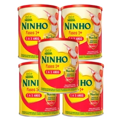 Kit 5 Ninho Fases 1+ Fórmula Infantil de Seguimento para Crianças de Primeira Infância de 1 a 3 anos 800g