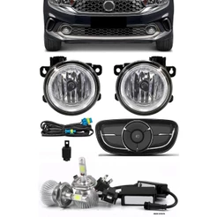 Kit Farol de Milha Neblina Fiat Argo e Cronos 2018 2019 2020 2021 2022 - Botão Painel + Kit Lâmpada Super LED 6000K