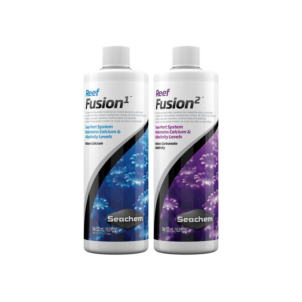 Seachem Reef Kit Fusion 1 500ml + Reef Fusion 2 500ml Suplemento Coral Aquario Marinho Crescimento