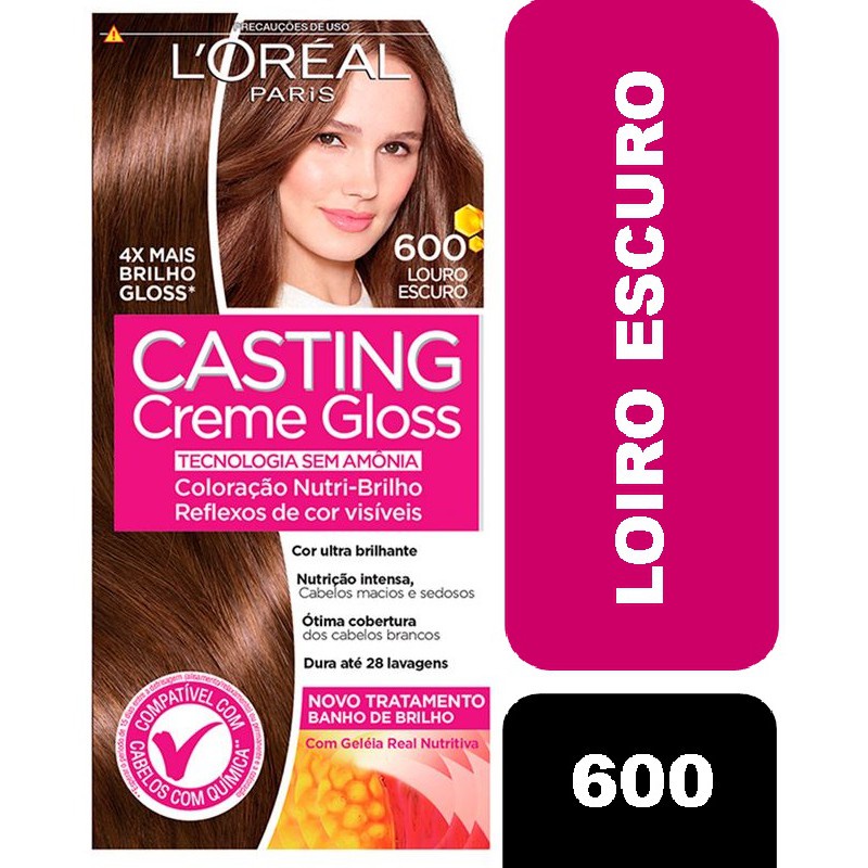 Tonalizante Casting Creme Gloss Louro Escuro 600 em Oferta na Shopee