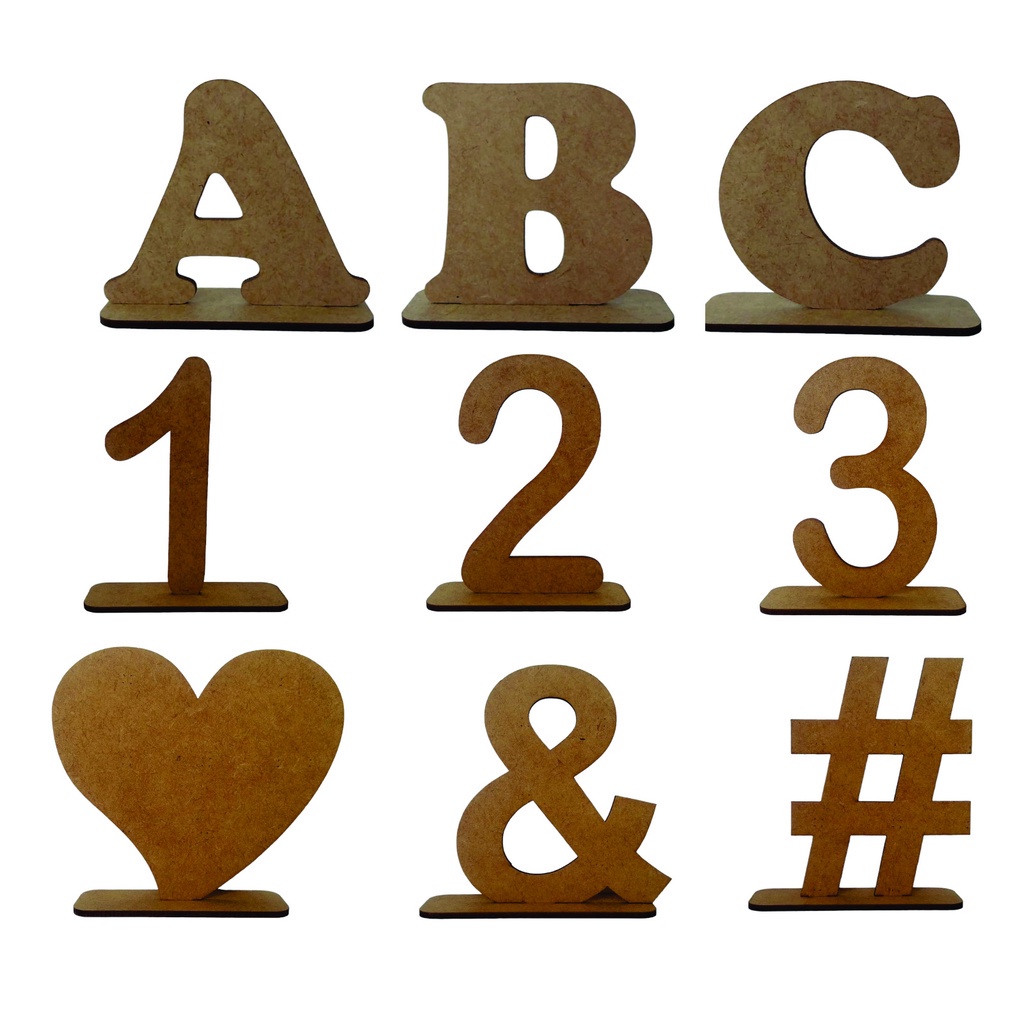 Alfabeto, Letras, Números e Símbolos de Mesa 10 cm, Base, Eventos, Aniversários, MDF Laser.