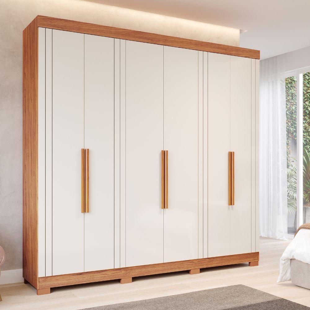 Guarda-Roupa Casal 6 Portas 6 Gavetas Cinamomo/Off White em Oferta na Shopee