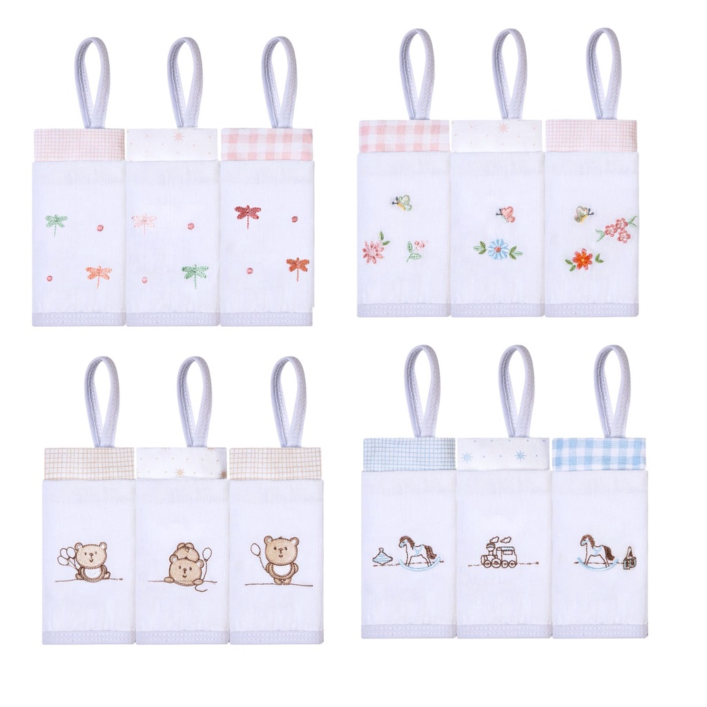 Pano Paninho de boca Bebê Bordado C/Prendedor de chupeta 40x40cm 100%Algodão c/3 unidades em Oferta na Shopee