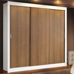 Guarda Roupa Casal Madesa Mônaco 3 Portas de Correr - Branco/Rustic
