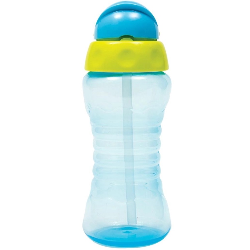 Garrafa Buba Infantil com Canudo em Silicone Fresh Azul/Verde Garrafinha Buba