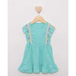 Vestido Bebê Curto Aplicação De Tassel Verde