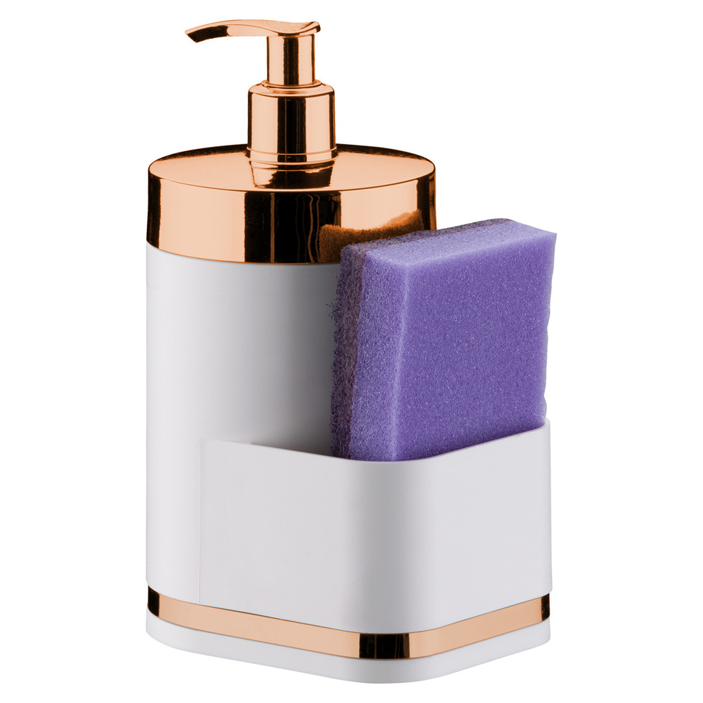 Dispenser Porta Detergente Tampa Rosé Gold 500ml Para Pia Cozinha Organizador Saboneteira Com Válvula Dosadora