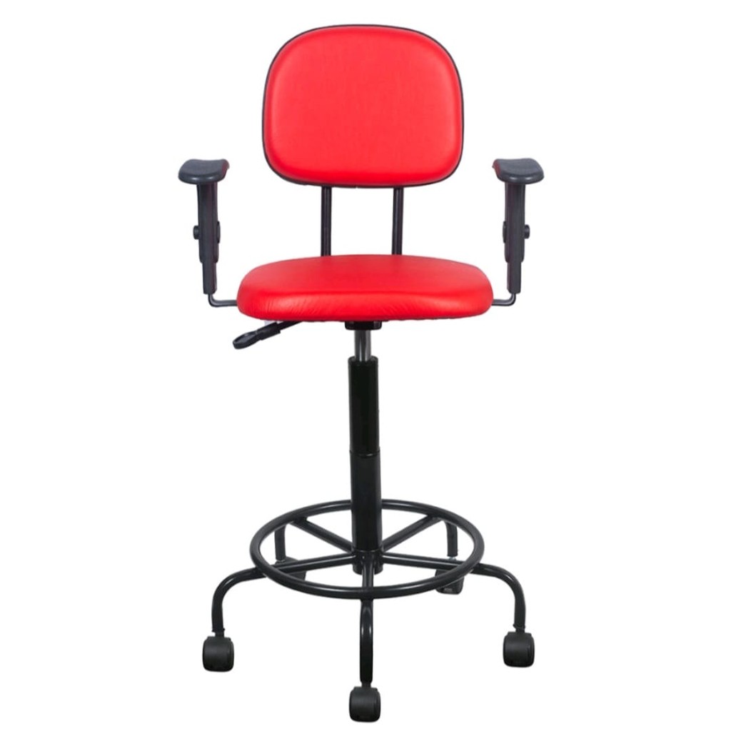 Cadeira caixa alta L duplo com braço  base semi  corano vermelho