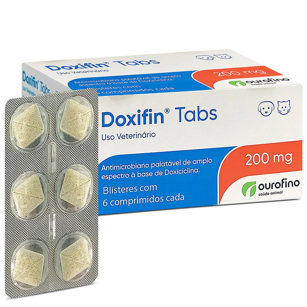 Doxifin 200mg Ourofino 60 Comprimidos Para Cães E Gatos