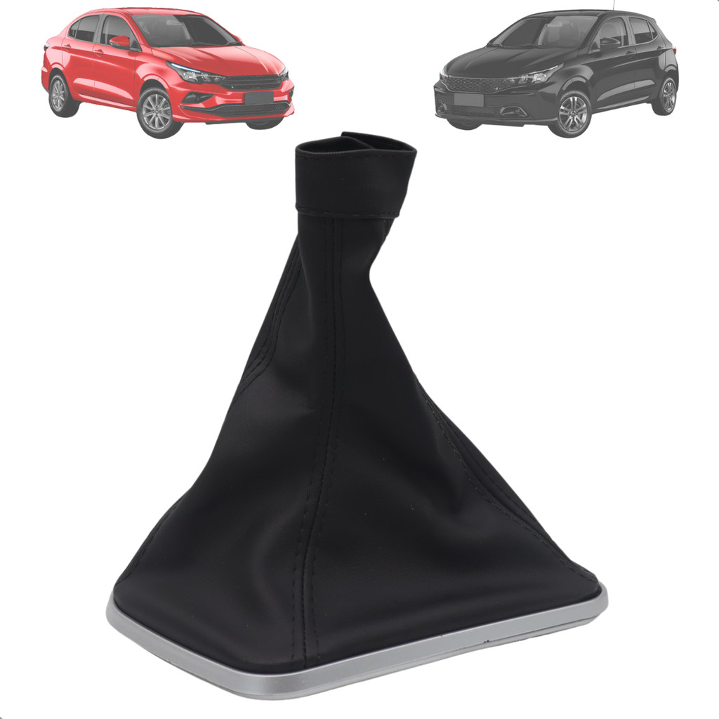 Coifa de Cambio sem Manopla Fiat Argo Cronos 2017 2018 2019 2020 Preto Base Prata