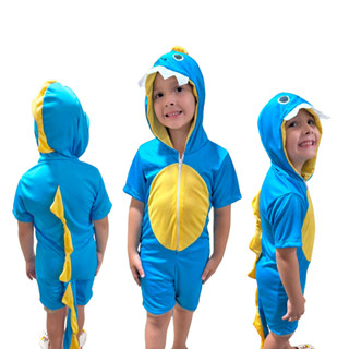 Fantasia Dinossauro Infantil Menino Luxo Curto Azul Kigurumi Dinossauro Pijama em Oferta na Shopee