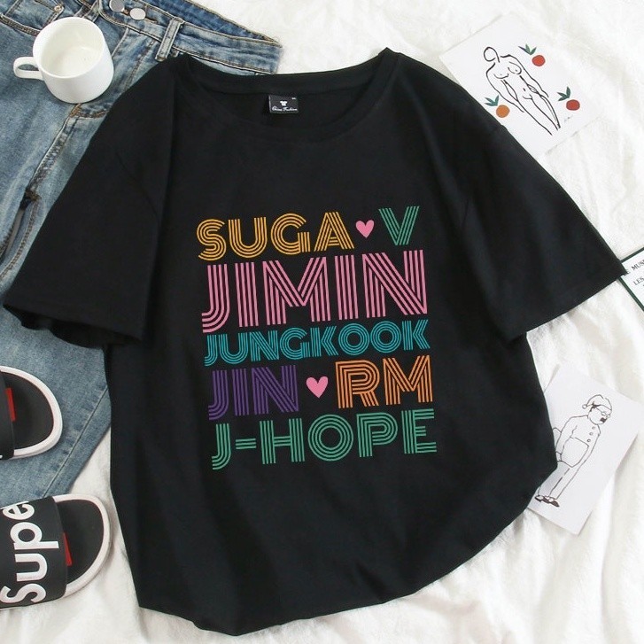 camisa camisa Camiseta Basica Algodao Bangtan Boys Jungkook Jim Hope Kpop Bts Aesthetic Unissex fashion