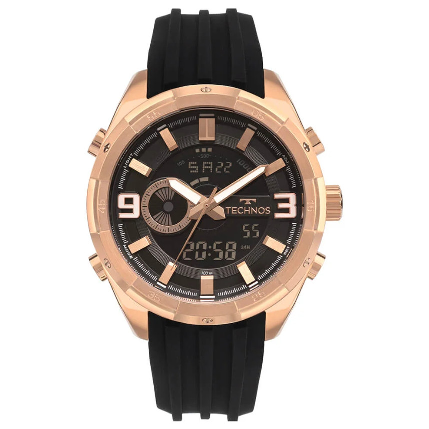RELÓGIO TECHNOS MASCULINO DIGIANA PRETO/ ROSE YXD0645AAC/2P