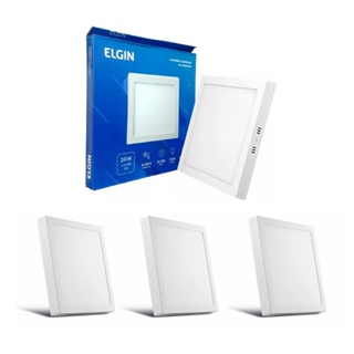 KIT 3 Painel Plafon Led Sobrepor Quadrado 24w 6500K Elgin em Oferta na Shopee