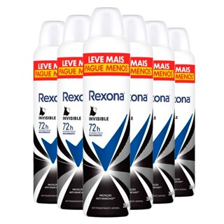 Kit Desodorante Antitranspirante Aerosol Rexona Invisible 72 horas 250ml - 6 Unidades