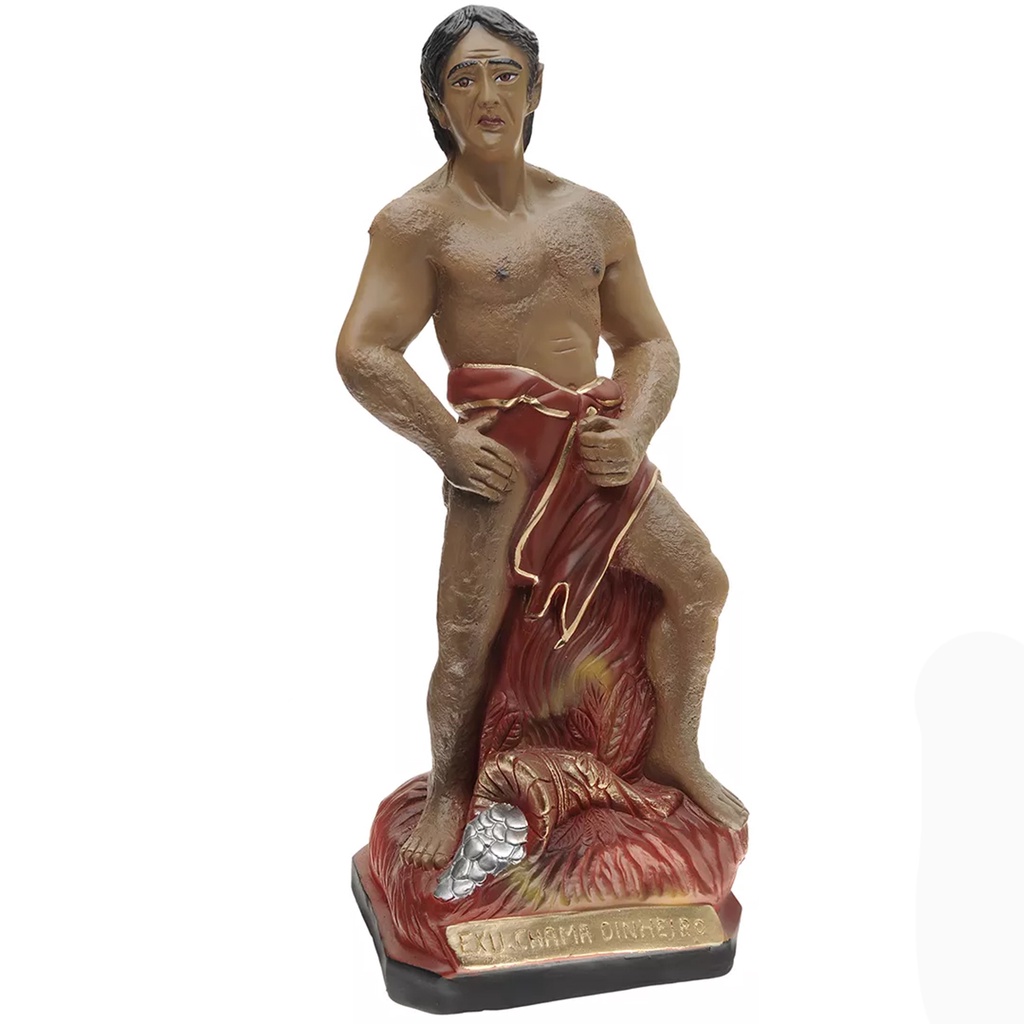 Imagem Escultura Exu Chama Dinheiro 20 Cm Gesso Umbanda Candomblé