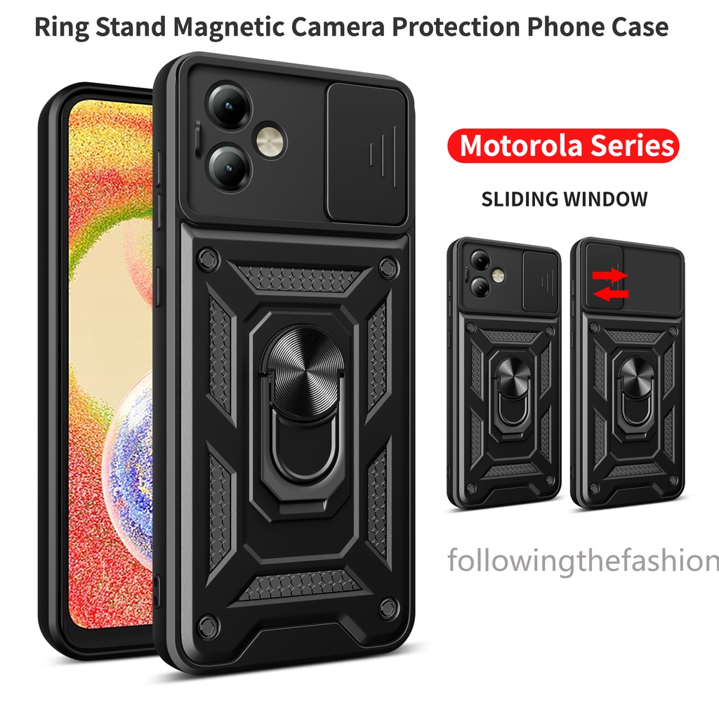 Capa Para Moto Motorola G14 4G G54 G84 5G 2023 Armadura Carro Magnética Com Suporte De Anel Chute Nova Moda Proteção Da Câmera À Prova De Choque Tampa Traseira Anti Impacto Capinha Phone Case