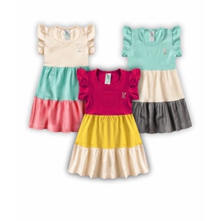 3 Vestido Infantil Menina 3 Marias Tricolor 1 ao 16 Rodado com Babados em Oferta na Shopee
