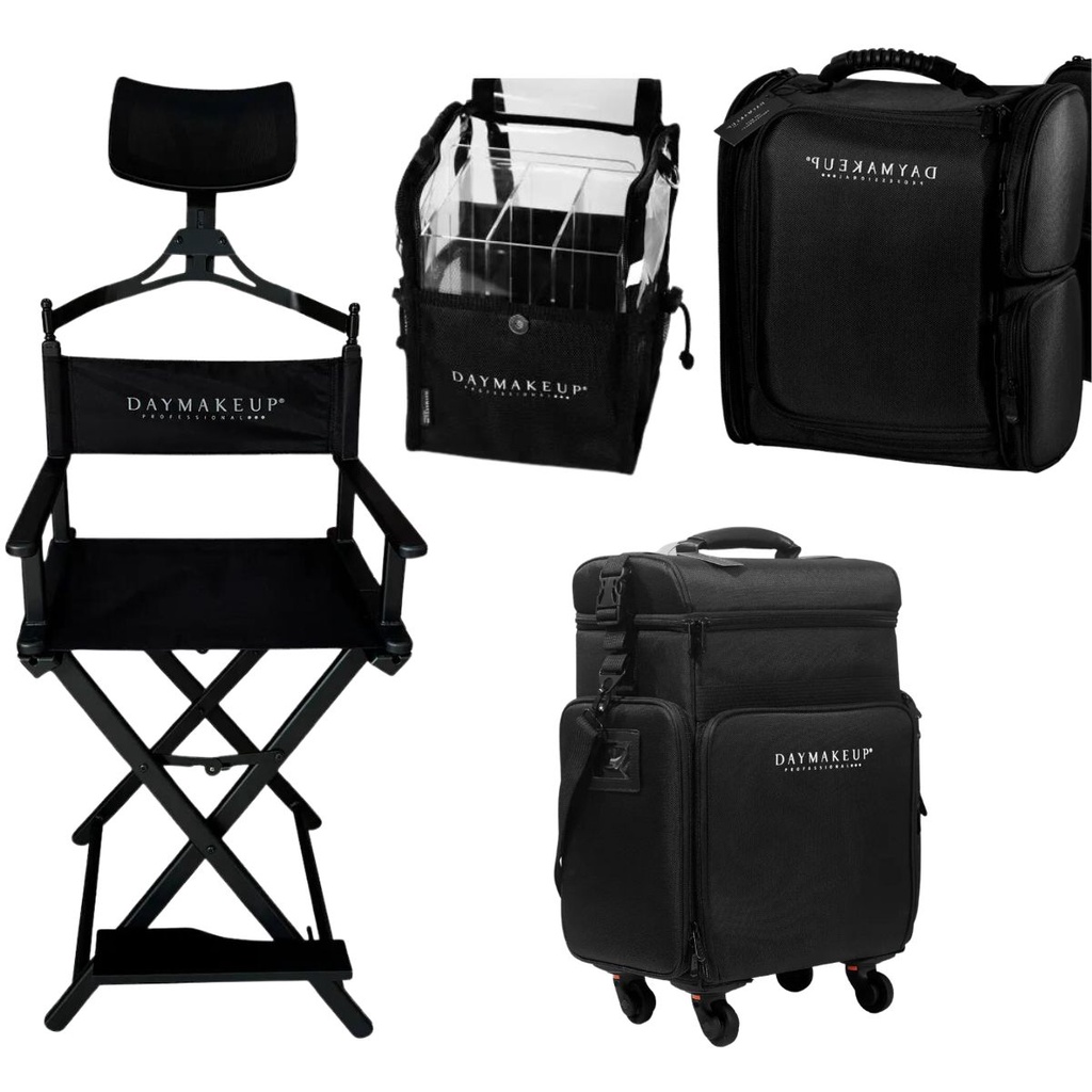 Kit Cadeira + Mochila + Maleta + Organizador de Pinceis Daymakeup