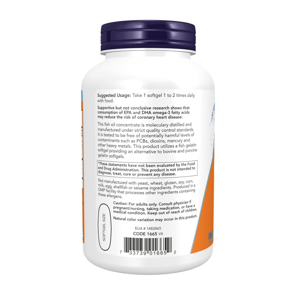 Detalhes do Ultra Omega-3 Now Foods 500/250 Fish Gelatin 180 Softgels