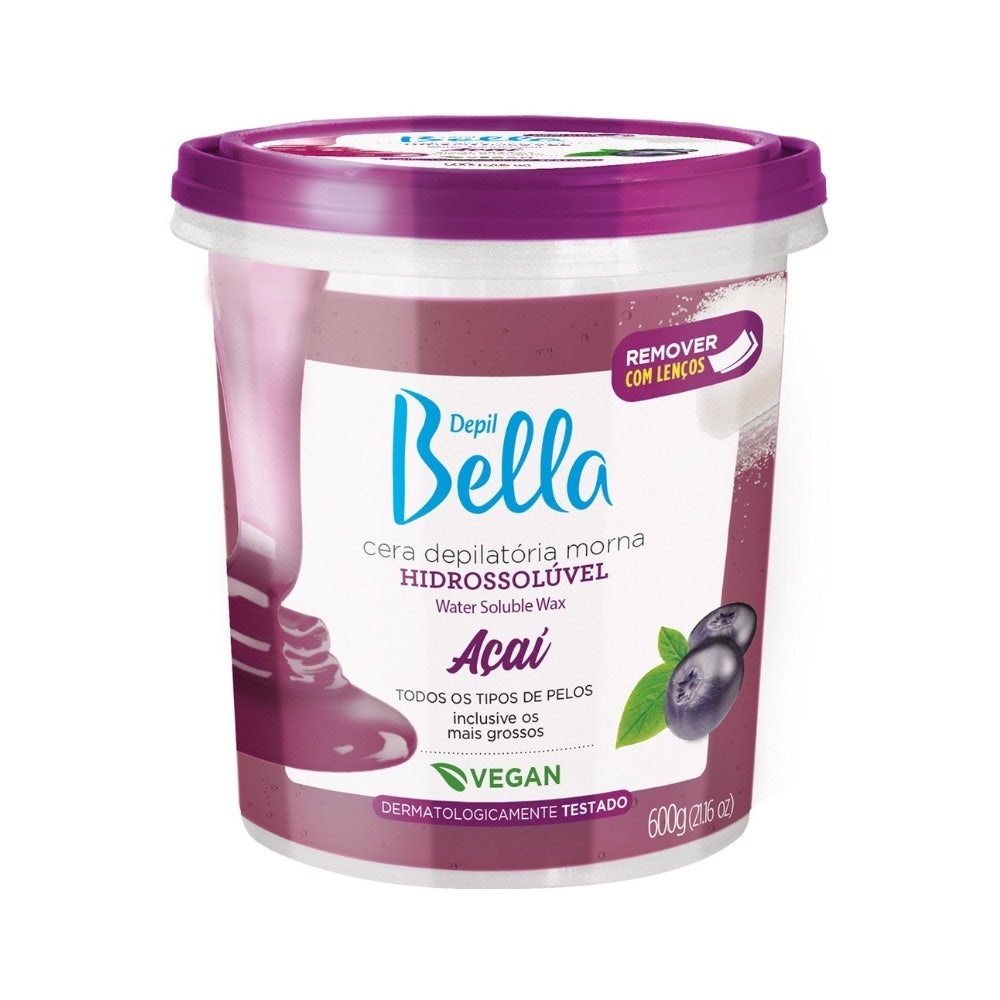 Cera Depilatória Depil Bella Hidrossolúvel Açaí 600gr - Beauty