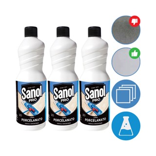 Kit 3 Limpa Porcelanato Sanol Pro 1Lt