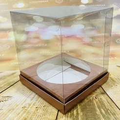 5 Caixas Panetone 500g Tampa de Acetato ROSE GOLD 16x16x16 2816 (Natal Ideia LIQUIDA) (CHOCO)