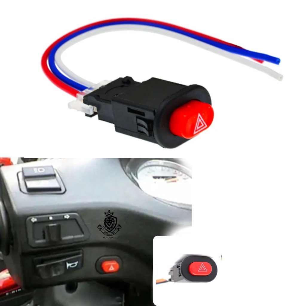 Botão Interruptor Auxiliar 3 Fios Pisca Alerta Moto Carro Universal — imagem 2 de 2