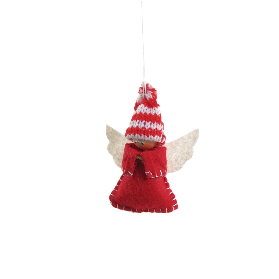 Enfeite de Natal para pendurar- Anjo Vermelho Tecido - 11cm - 1 unidade - Cromus - Rizzo - Home & Living