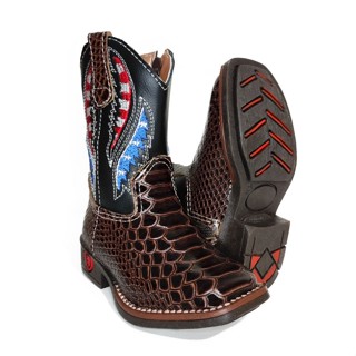 Bota Country Texana Infantil Masculina Couro Botinha Menino