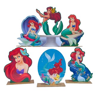 Kit Display de Mesa 6 Peças Para Festa A Pequena Sereia MDF em Oferta na Shopee