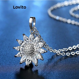 Lovito Colares de Girassol de Metal com Strass para Mulheres LFA05425 (Dourado/Prateado)