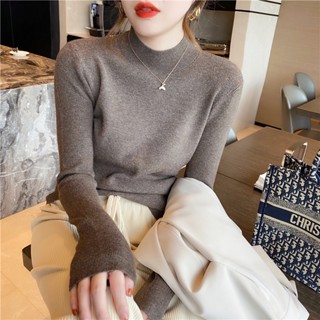 Camisola Elástica Feminina De Caxemira De Malha De Fundo Coreano