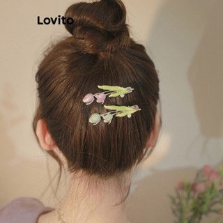 Lovito Presilhas de Cabelo Florais Casuais com Flores para Mulheres LFA07201 (Rosa/Roxo/Azul)
