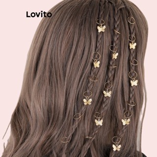 Lovito Casual Simples Básica Presilha de Cabelo para Mulheres L63AD130 (Dourada/Prata)