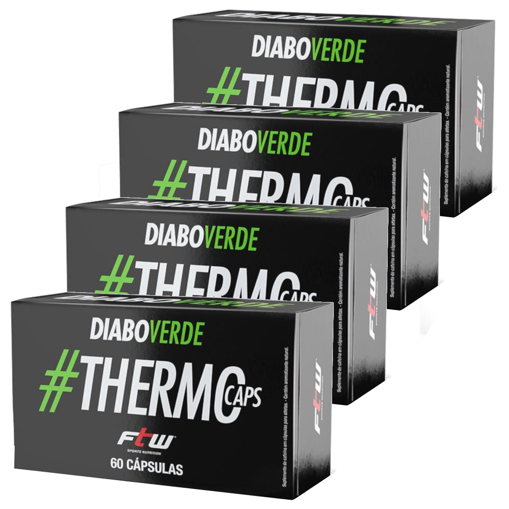 Kit 4x Diabo Verde Pré Treino Thermo Caps 60 cápsulas - FTW