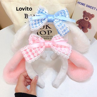 Lovito Tiara De Pele Sintética Com Laço De Desenho Animado Fofo Para Mulheres LFA08316 (Rosa/Azul)