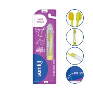 Escova Dentes Pocket Cerda Macia Cores Sortidas Sanifil