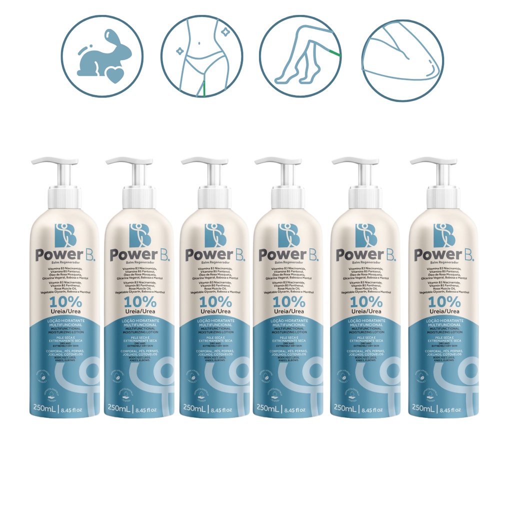 Kit 6 Locao Hidratante Corporal Pele Seca 10 Ureia Power B