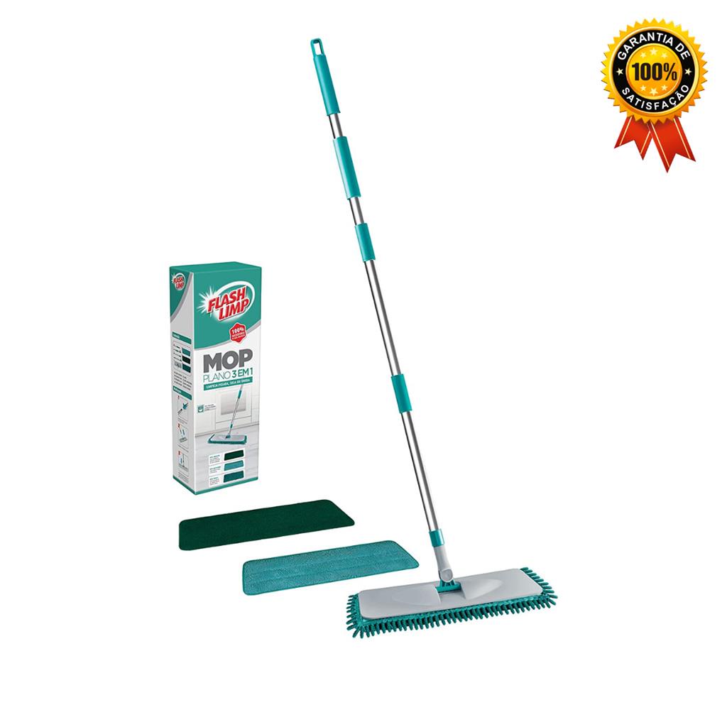 Mop Plano 3 Em 1 Limpeza Pesada Seca E Umida Esfregão Flash Limp