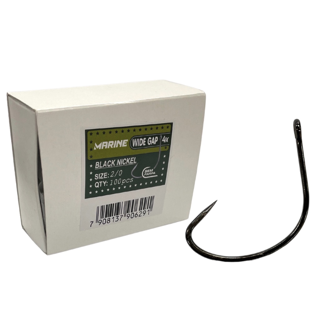 Anzol Wide Gap 4X N°2/0 Sem Farpa Black Nickel 100pçs Marine em Oferta na Shopee
