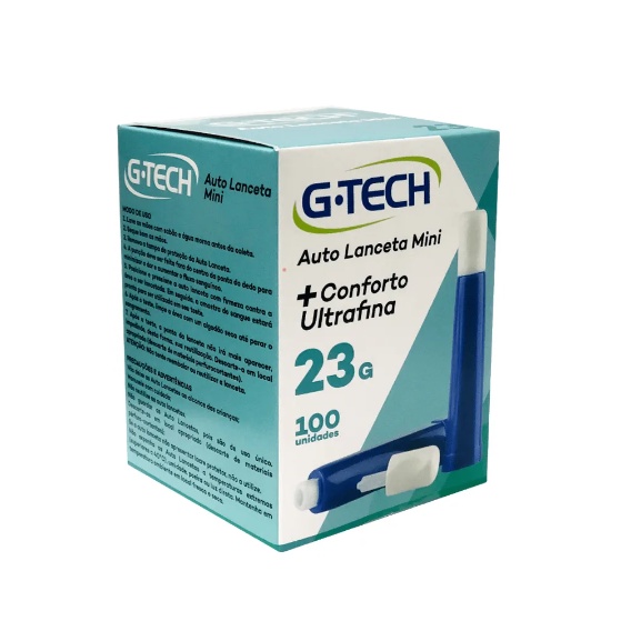 Auto Lanceta Mini G-tech 23g 100 Unidades Ultrafina Conforto