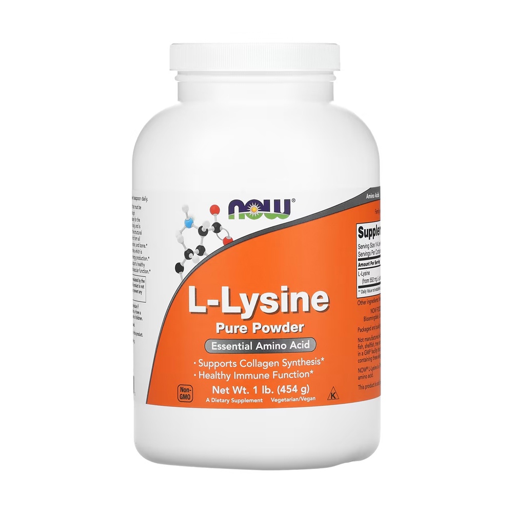 L-lisina em Pó Puro 454 g Now Foods L-Lysine Importado - Health