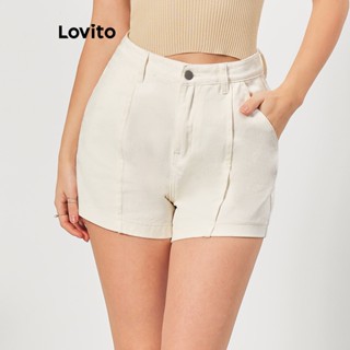 Lovito Shorts Jeans Elegantes Com Linha De Estrutura Simples Para Mulheres LBL07071