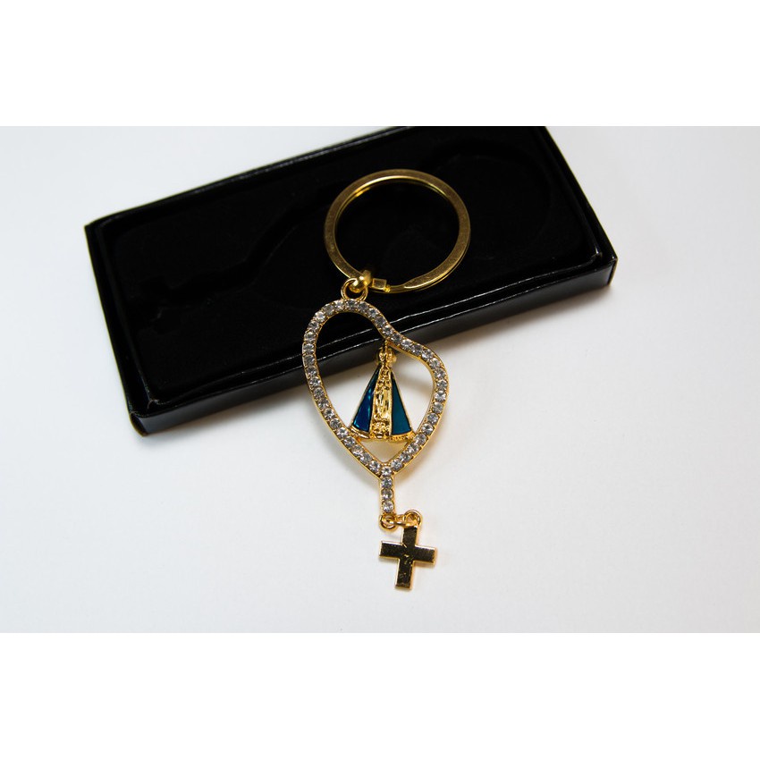 Chaveiro Religioso Imagem Nossa Senhora Aparecida Modelo Terço Strass