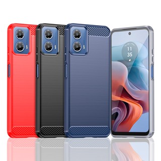 Capa De Fibra De Carbono Para Moto G34 Traseira De Silicone Macia Telefone Motorola Shockproof Funda